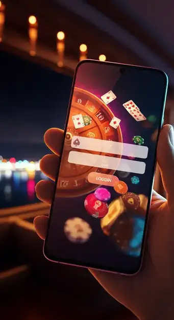 Interface de connexion sécurisée de Kingmaker Casino avec des icônes d'accès multi-appareils et une invite de scan biométrique, représentant des fonctionnalités de sécurité de compte avancées.